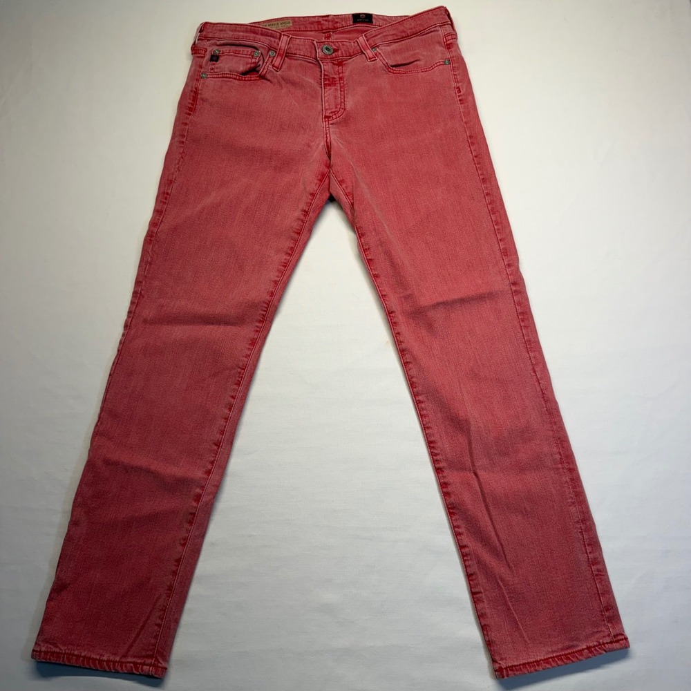 AG Stevie Ankle Slim Straight Jeans 30R Red Womens Stretch Denim Made in USA